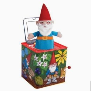 RETIRED gnome Schylling metal jack-in-the-box
